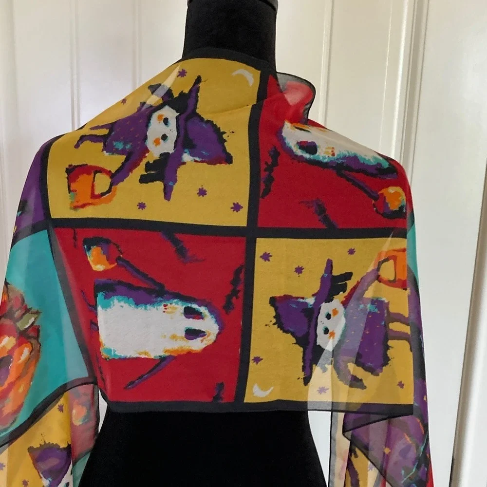 ECHO Halloween Themed‎ Vibrant Sheer Scarf 13x61 Novelty Teacher Fall
